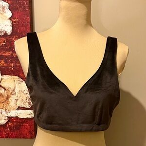 NWT JMP The Label Rich Brown Velvet-Feel Bralette, size L